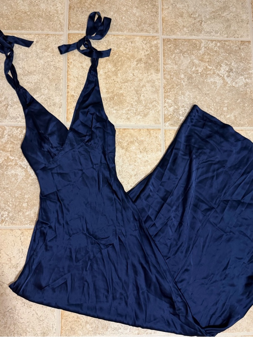 NEW Reformation Pernille Silk Dress in Navy Size XS